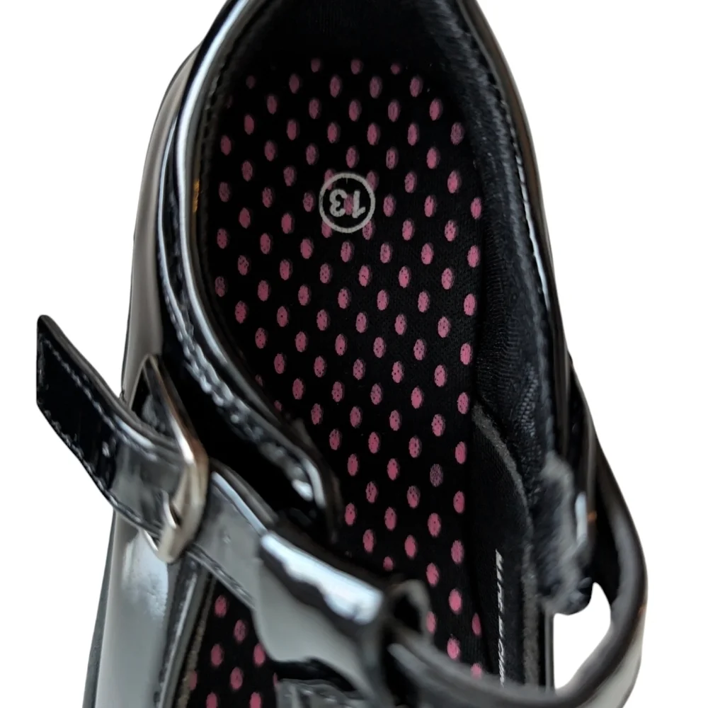 NWOT JABASIC Girls Mary Jane T-Strap School Uniform Flats Shoes Size 13 Black